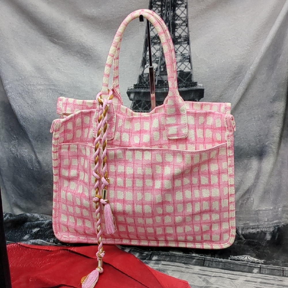 Vince Camuto Pink and white tote